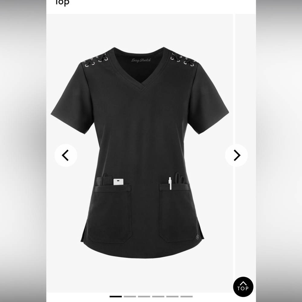 Size 2X black scrub top. Soft stretch material. Excellent condition.